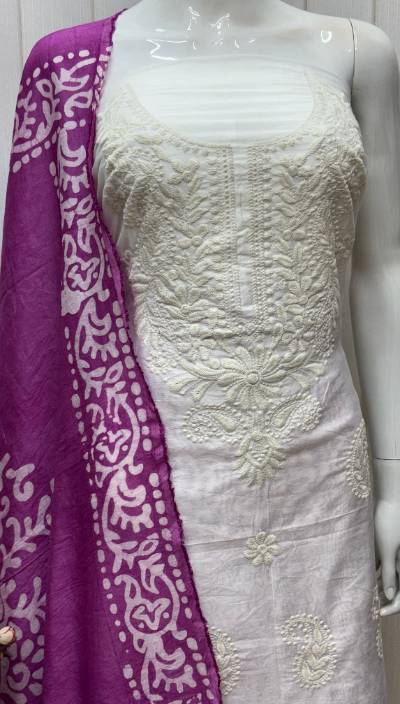 Pure Silk Lucknowi Embroidery with Gadwal Silk Batik