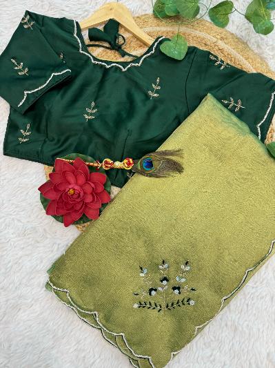 Crush Tissue Zari Saree with Handwork Embroidery