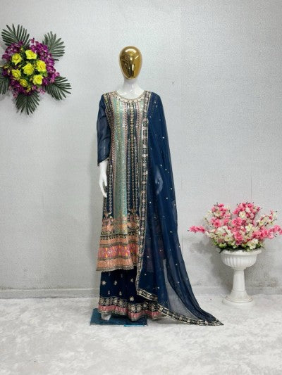 Embroidered Georgette Sharara Suit