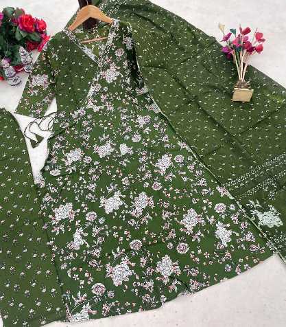 Cotton Sequence Embroidery Dress with Block Print Dupatta