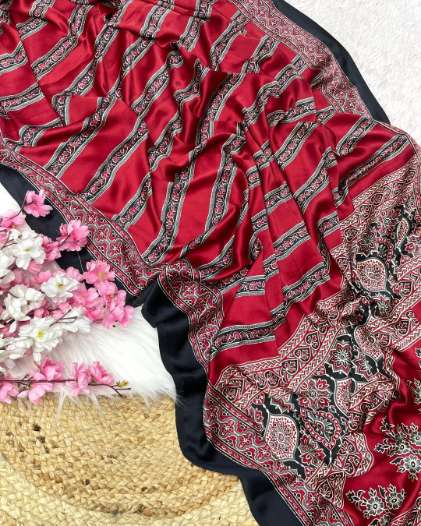 Soft Semi Modal Silk Ajrakh Saree