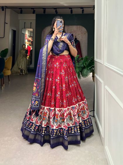 Tussar Silk Patola Print Lehenga Choli