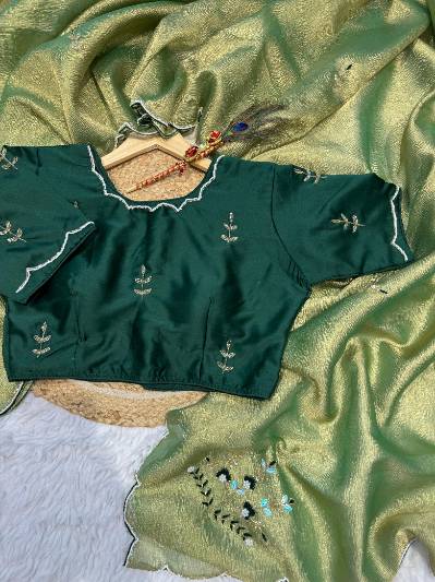 Crush Tissue Zari Saree with Handwork Embroidery