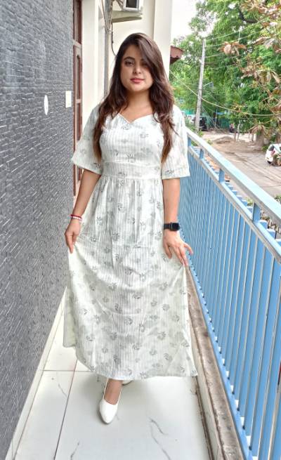 Floral Print Stretchable Plus Size Dress