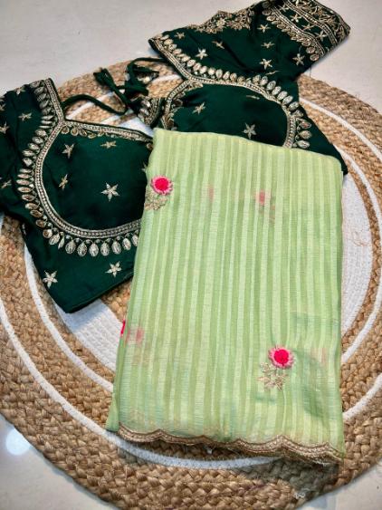 Chiffon Saree with Embroidery and Blouse