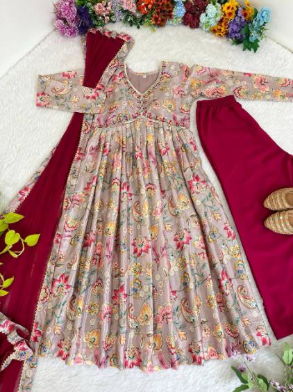 Aliya Cut Dress with Dupatta and Pant Set