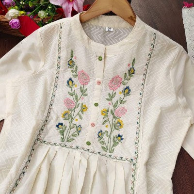 Cotton Dobby Zigzag Kurti Pant Dupatta Set