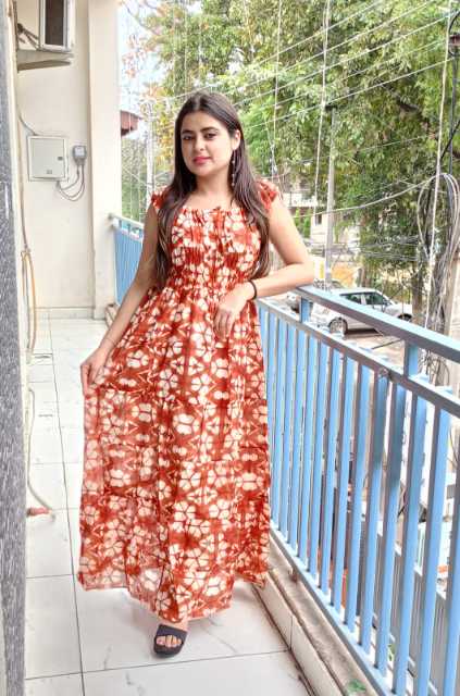 New Summer Waist Print Floral Maxi Dress