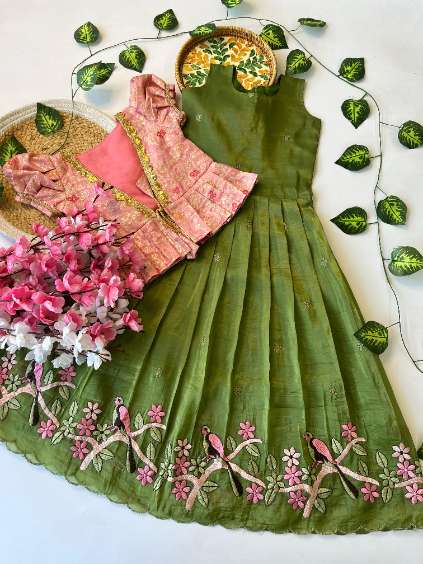 Kids Gown with Embroidered Coat