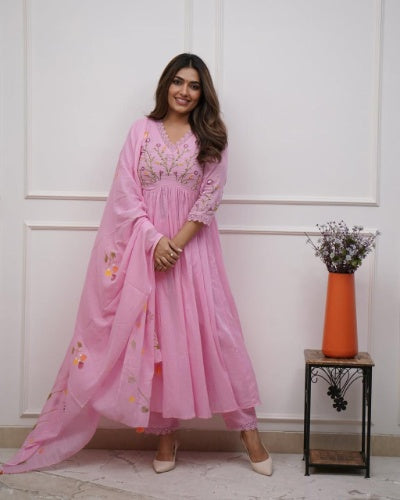 Embroidery Side Baju Cotton Suit Set