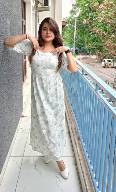 Floral Print Stretchable Plus Size Dress
