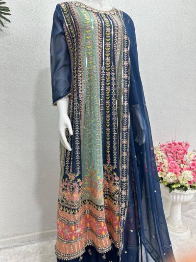 Embroidered Georgette Sharara Suit