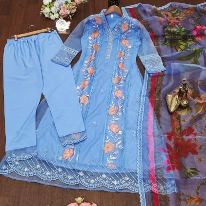 Exquisite Embroidered Organza Ensemble