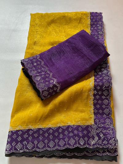 Crunchy Crush Shilk Embroidery Saree