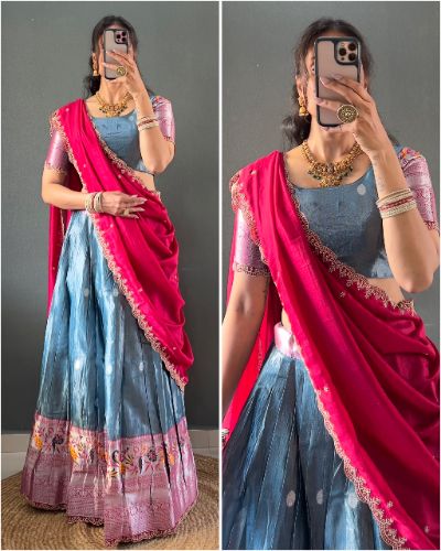 Tissue Silk Paithani Lehenga Choli