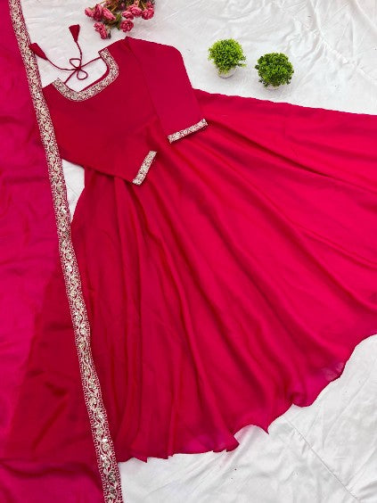 Embrace Elegance with Our Exquisite Embroidered Silk Gown