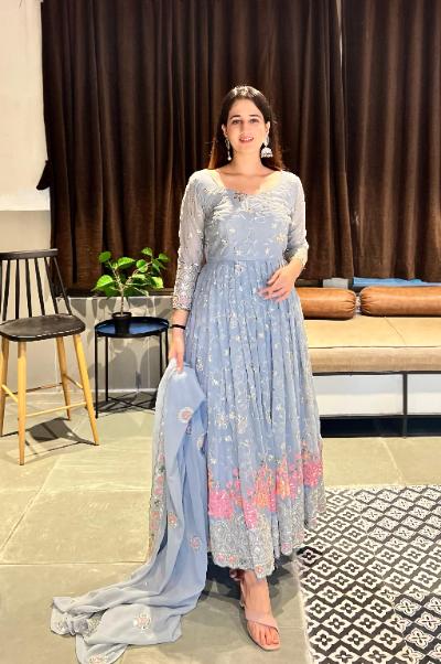 Anarkali Georgette Suit with Embroidery and Sequence Work