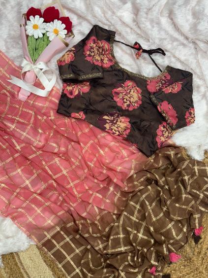Shaded Chex Saree