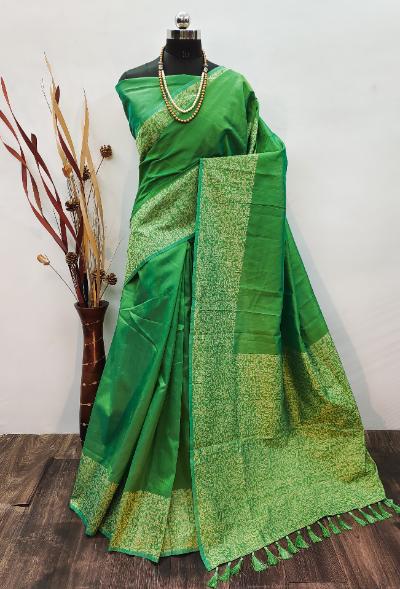 Rich Pallu Raw Silk Weaving Work Saree