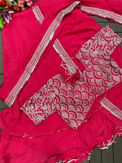 Lahenga Saree with Embroidery and Attached Duppta