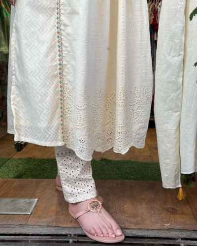 Cotton Dobby Zigzag Kurti Pant Dupatta Set