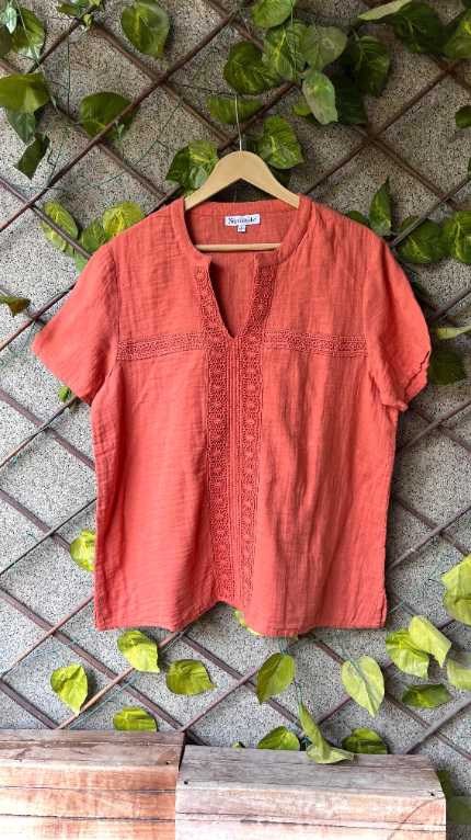 Rust Lace-Work Top
