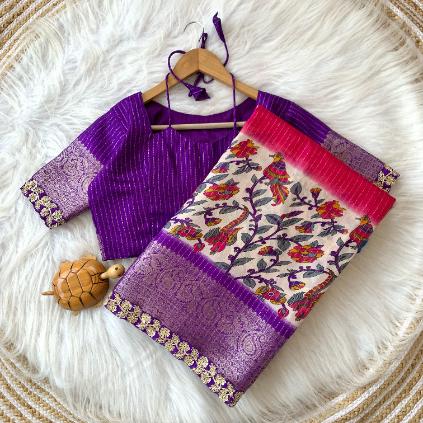 Heavy Dola Silk Saree with Jequard Border and Zari Work
