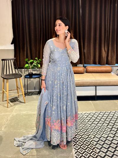 Anarkali Georgette Suit with Embroidery and Sequence Work