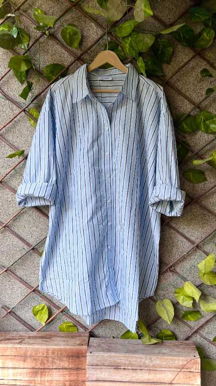 Loose Fit Striped Shirt Dress